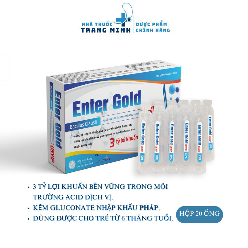 Men ENTER GOLD VIPSPHARMA - Bổ Sung Lợi Khuẩn, Giảm Rối Loạn Tiêu Hóa, Ăn Uống Không Tiêu, Đi Ngoài 