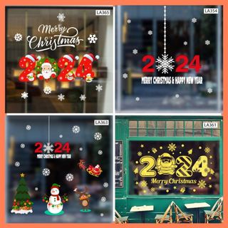 Decal Noel dán kính và tường cao cấp Merry Christmas And Happy New Year - Decal trang trí noel lớp học có keo sẵn dễ dán