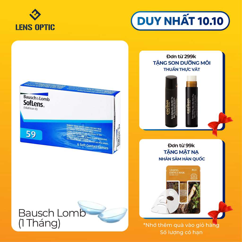 Kính áp tròng bausch lomb dùng 1 tháng không màu - ảnh sản phẩm 2