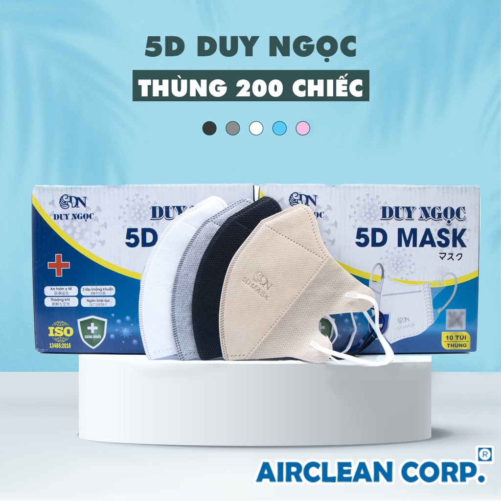 Khẩu Trang 5D Duy Ngọc - Thùng 200 Chiếc Khẩu Trang Kháng Khuẩn 3 Lớp