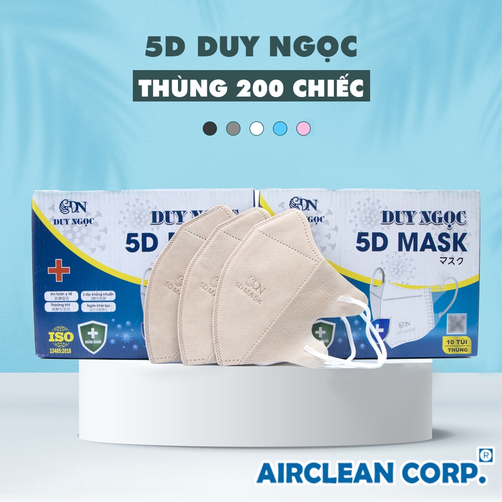 Khẩu Trang 5D Duy Ngọc - Thùng 200 Chiếc Khẩu Trang Kháng Khuẩn 3 Lớp