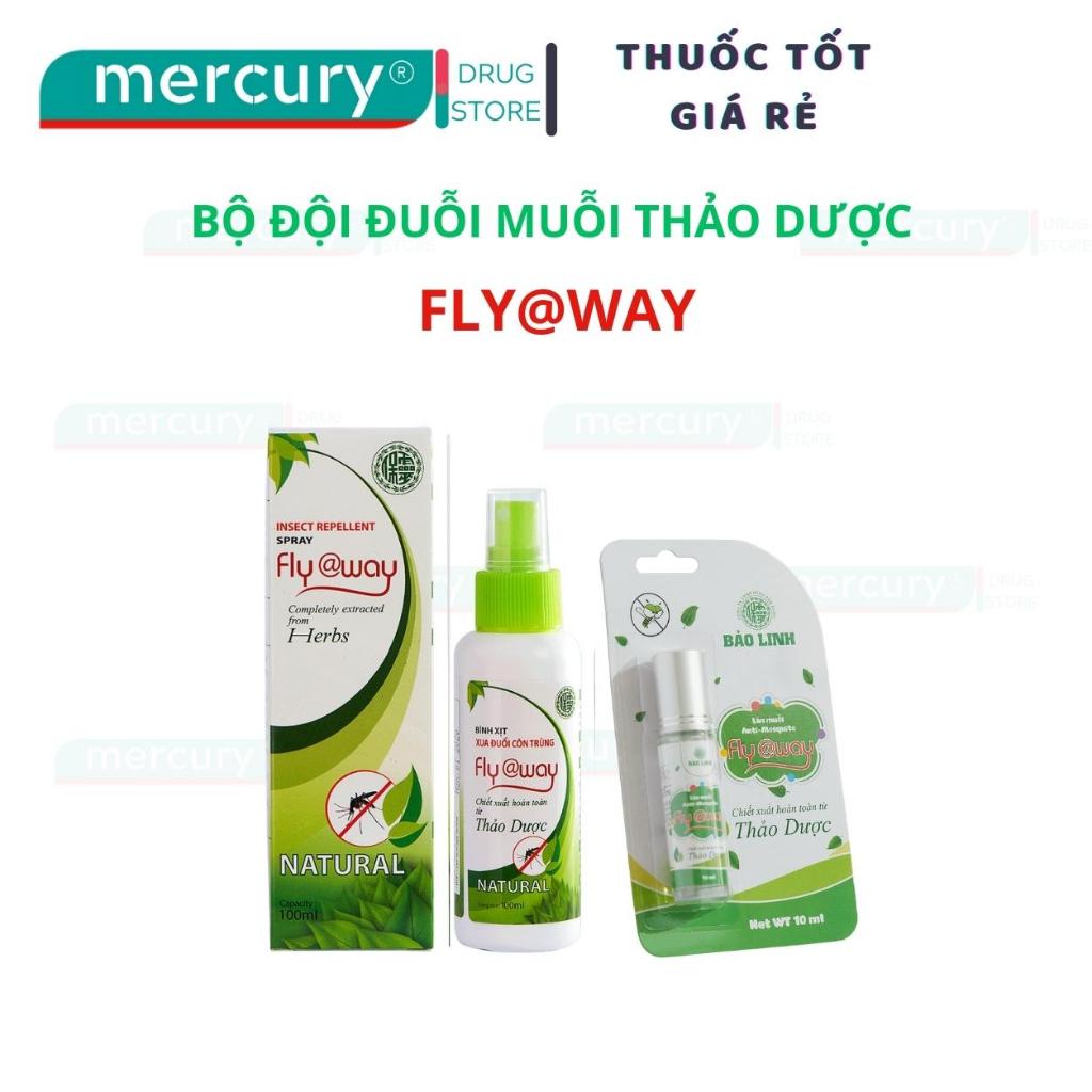 Bộ đôi đuổi muỗi thảo dược Fly@way (xịt + lăn muỗi)