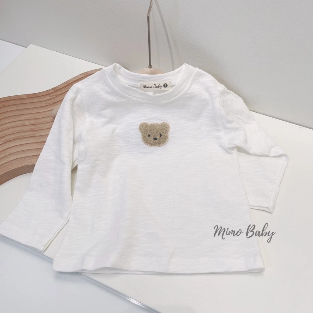 Hot trend | Áo thun trắng dài tay cao cấp gấu bông 3D thu đông cho bé 8-18kg