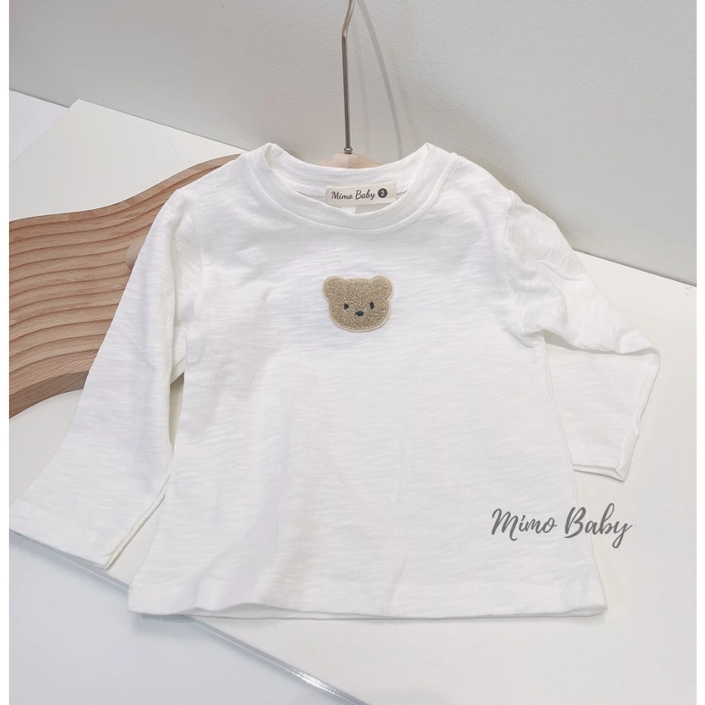 Hot trend | Áo thun trắng dài tay cao cấp gấu bông 3D thu đông cho bé 8-18kg