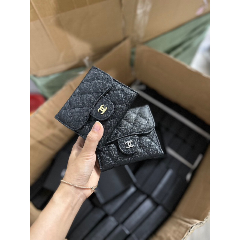 Ví mini Chan nel trần ô dáng vuông