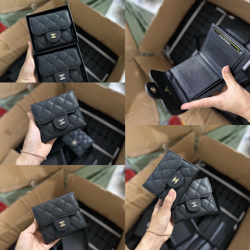 Ví mini Chan nel trần ô dáng vuông