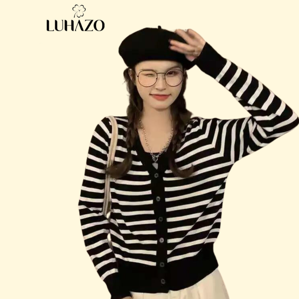 Áo Cardigan Khoác Len Nữ LUHAZO Dệt Kim Tay Dài Ulzzang Chất Đẹp Hàng Quảng Châu Cao Cấp H-24