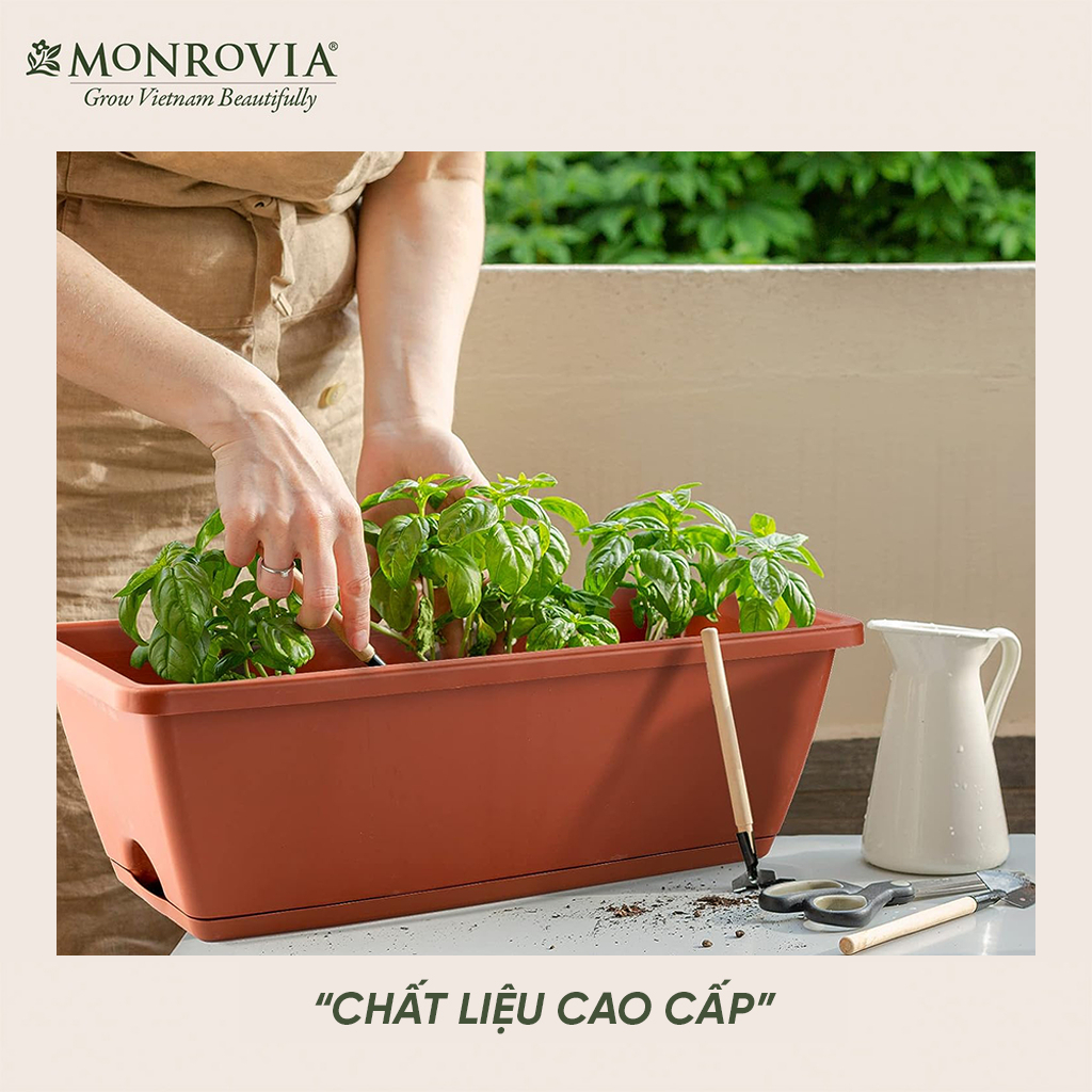 Bộ chậu trồng cây chữ nhật Monrovia, chậu trồng hoa, cây cảnh, chậu treo ban công, treo tường, siêu bền bỉ