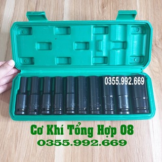 (Hàng loại 1) Bộ 10 đầu khẩu Thép Cao Cấp, Chống Gỉ, Chống Vỡ, khẩu cho máy bulong 1/2 cao cấp 8-24mm