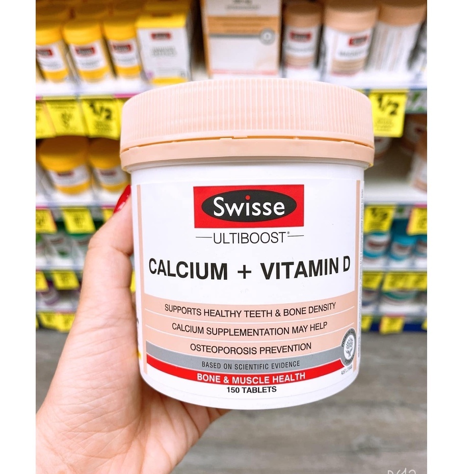 Viên uống  bổ sung canxi hữu cơ, vitamin D hỗ trợ xương khớp Swisse Ultiboost Calcium & Vitamin D, Úc