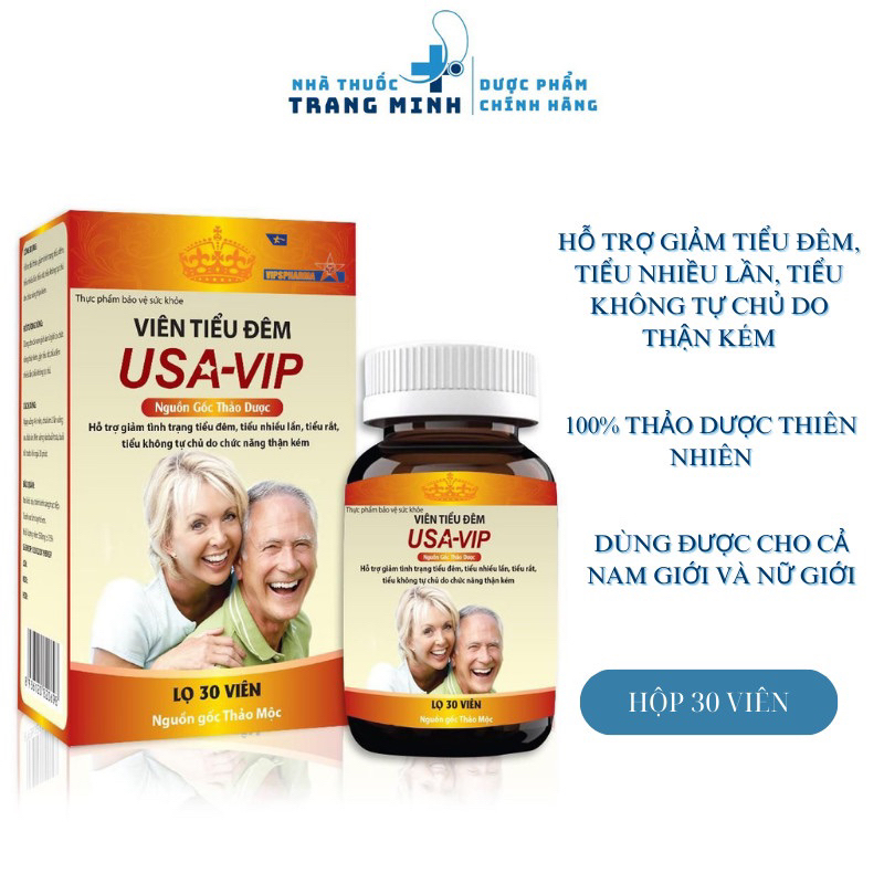 Viên Tiểu Đêm USA VIPSPHARMA - Bổ Thận, Giảm Đi Tiểu Nhiều Lần, Tiểu Mót, Tiểu Đêm, 100% Thảo Dược Thiên Nhiên