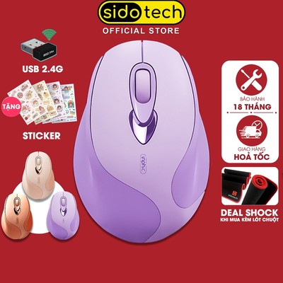 Chuột không dây bluetooth SIDOTECH INPHIC M8 silent chống ồn sạc pin màu tím cute máy tính laptop pc game thủ văn phòng