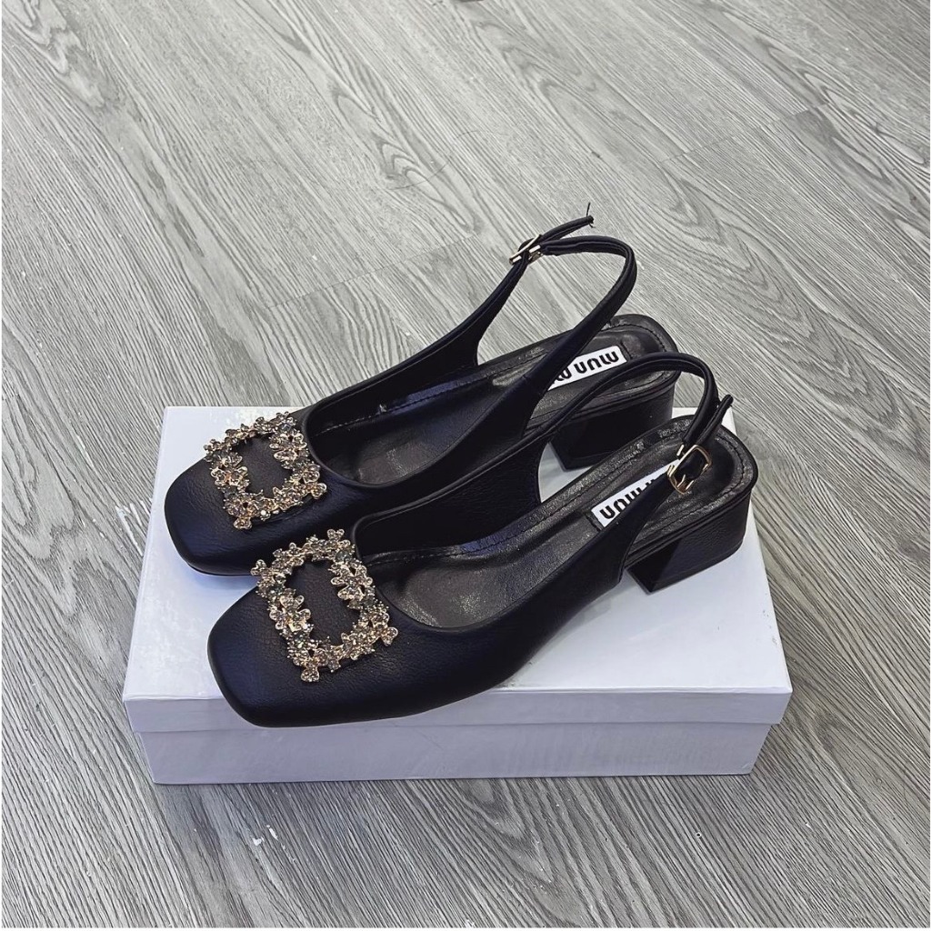 Giày cao gót nữ MiuMiu đế vuông 3p