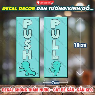 Sticker tấm decal dán push pull kéo đẩy 🌈 decal dán cửa phòng, cửa kính, cửa hàng