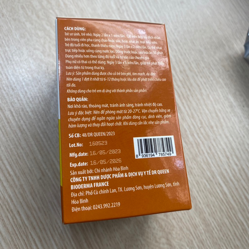 Viên kẹo nhai Canxi nano MILK CALCIUM KIDS D3 MK7 lọ 60 viên dùng cho trẻ bị còi xương phát triển chiều cao