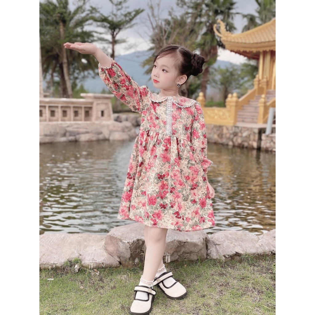 Set Váy áo thu đông cho bé gái - BABYSTORE88 - Set đầm dạ nhung trẻ em dài tay 1 2 3 4 5 6 7 8 9 10 11 12 tuổi v28