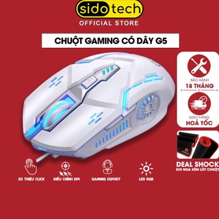 Chuột máy tính gaming có dây sidotech g5 led rgb 6 nút bấm dpi 3200 tuổi thọ cao cho game thủ văn phòng