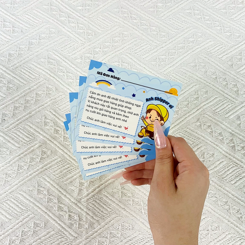 Tem Cảm Ơn Shipper, Anh Shipper Ơi, Decal Dán Size 7x10cm Có Keo Dán Sẵn & Ô Ghi Mã Vận Đơn Cho Shop Bán Hàng Online