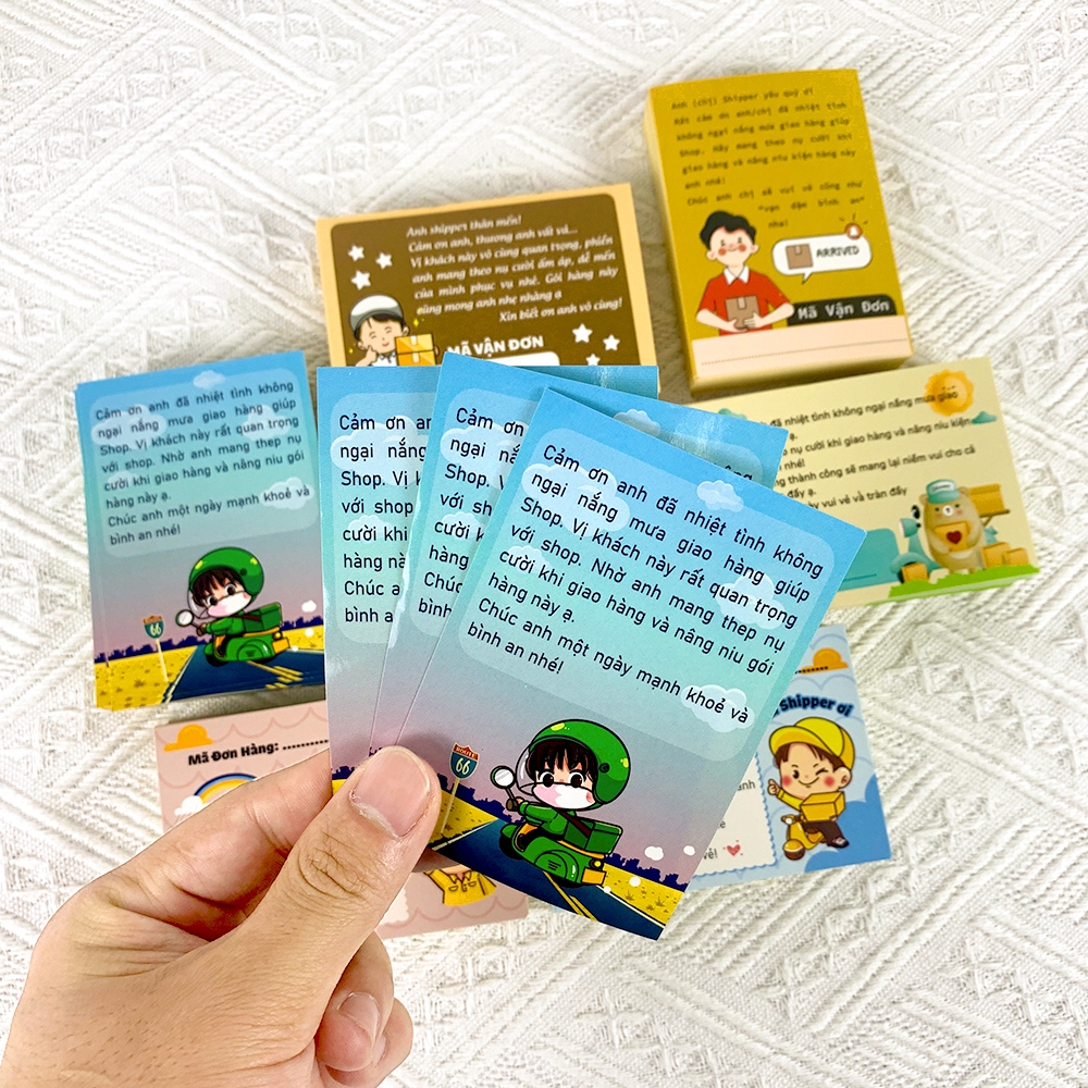 Tem Cảm Ơn Shipper, Anh Shipper Ơi, Decal Dán Size 7x10cm Có Keo Dán Sẵn & Ô Ghi Mã Vận Đơn Cho Shop Bán Hàng Online