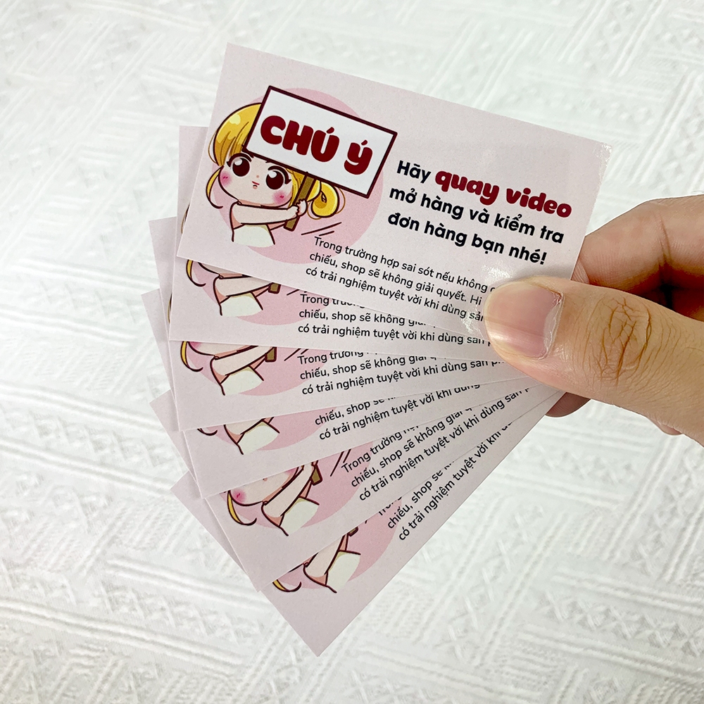 Tem Dán Chú Ý Quay Video  Trước Khi Mở Hàng, Size 5x9cm Có Keo Dán Sẵn, Mẫu Cute, Decal Nhãn Đẹp Giá Rẻ