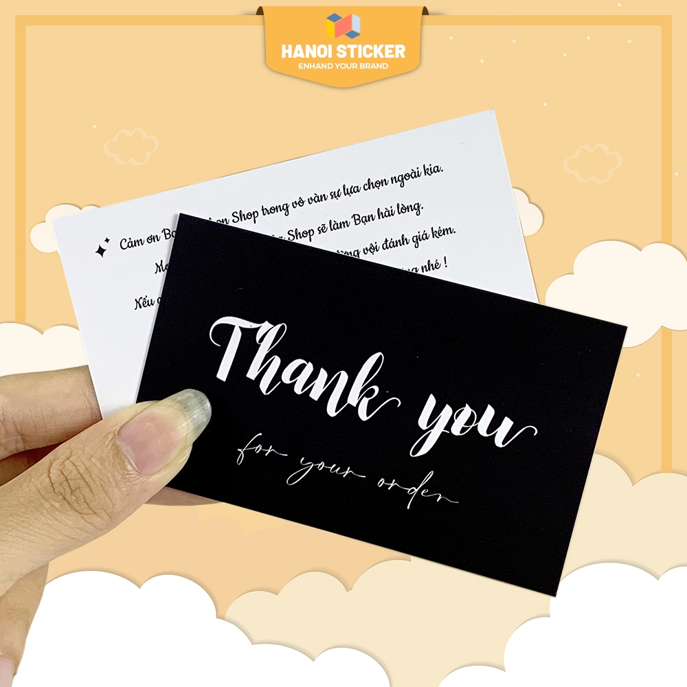 - SET 100 Thank You Card Dùng Cảm Ơn Khách Hàng, Kích Thước 5.5x9cm, Giấy C300 Cứng Cáp, Sang Trọng