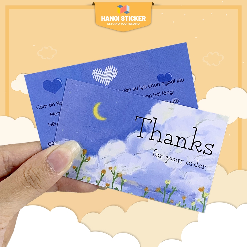 - Set 100 Thiệp Cảm Ơn Khách Hàng, Kích Thước 5.5x9cm Chất Liệu Giấy C300 Cứng Cáp, Sang Trọng