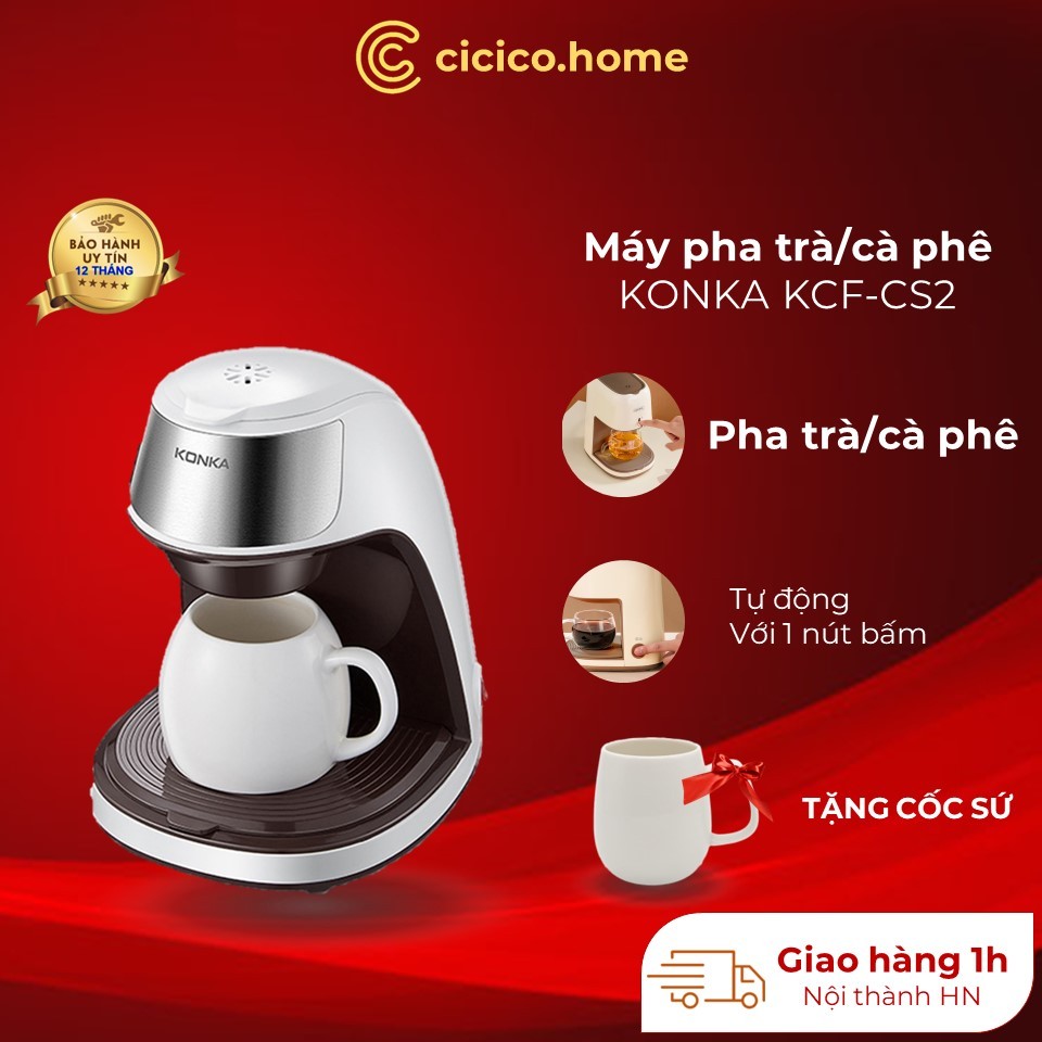 Máy Pha Cà Phê KONKA KCF-CS2 Thiết Kế Kiểu Mới Hiện Đại, Sang Trọng