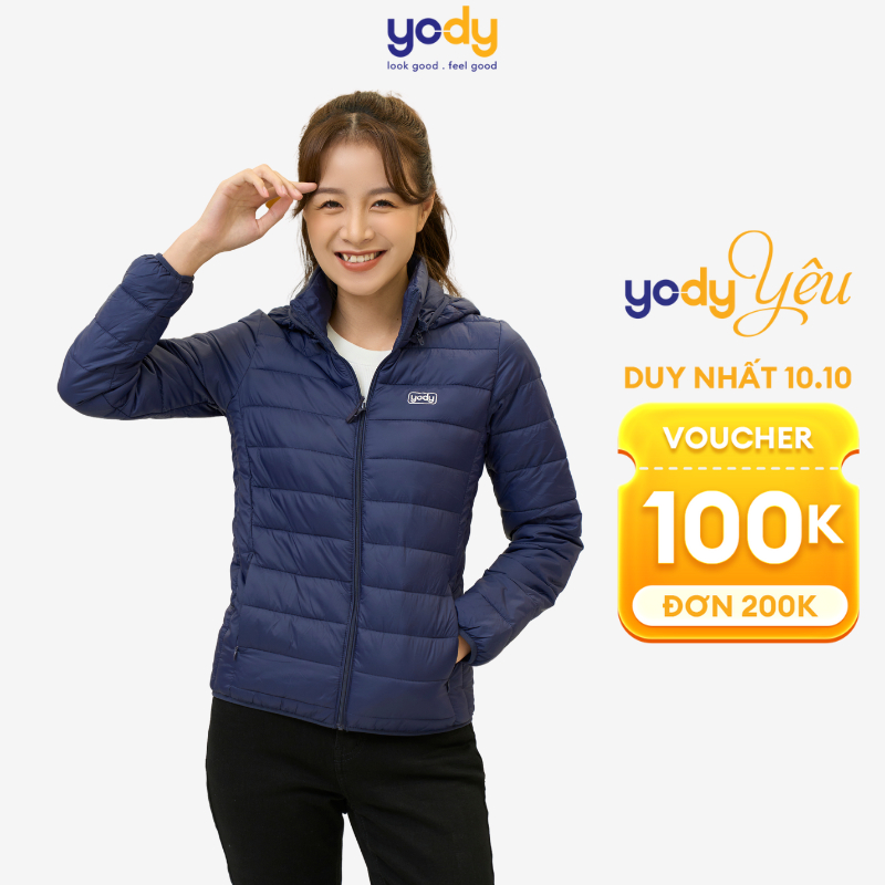 Áo phao nữ YODY bản 3S siêu nhẹ, siêu ấm phong cách thể thao PHN5000.