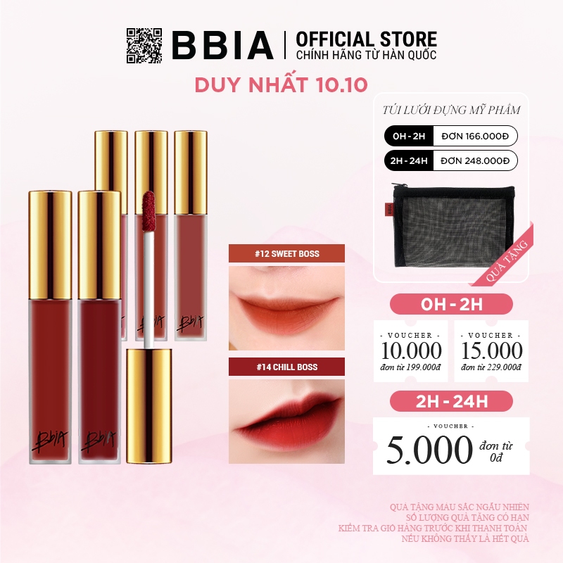 Son Kem Lì Bbia Last Velvet Lip Tint Version 3 (5 màu) 5g Bbia Official Store