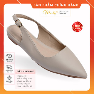 Giày búp bê mũi nhọn slingback merly 1520 giày bệt nữ, giày da microfiber mềm êm, giày bệt nữ mũi nhọn hở gót, giày bệt