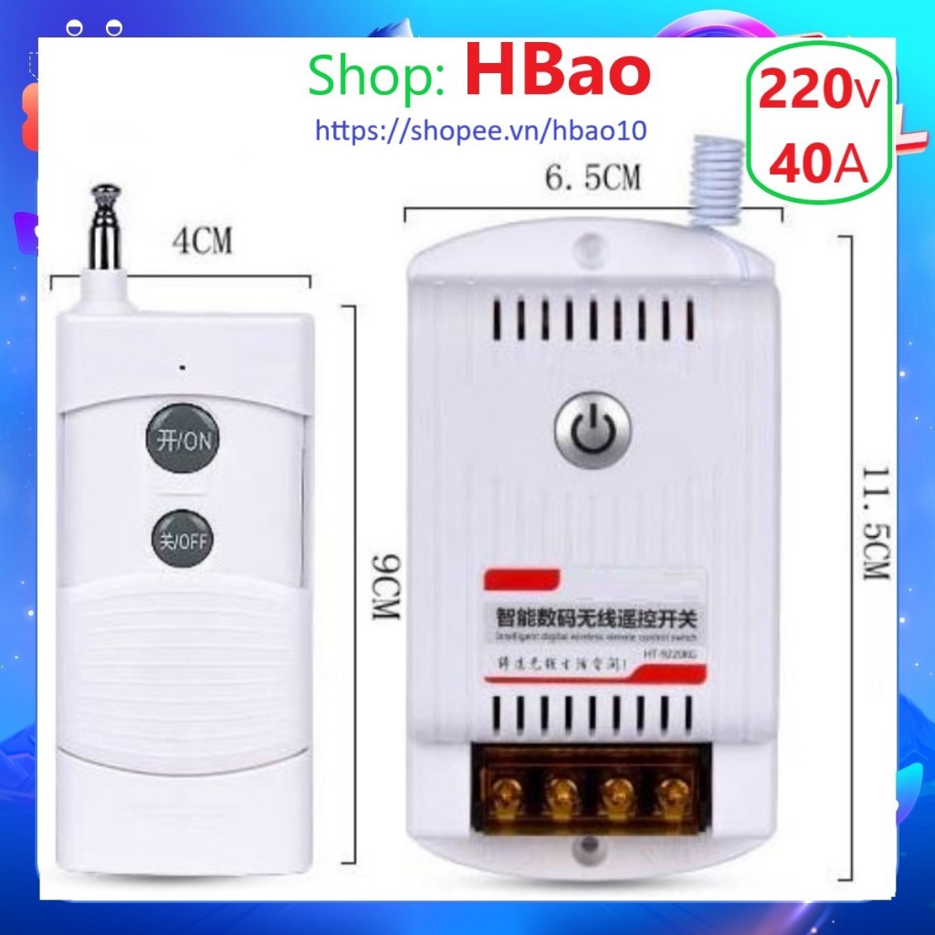 Công tắc điều khiển từ xa Honest 9220 6220 1KM Bật Tắt Máy bơm nước máy Công suất lớn 30A 40A/220V có chức năng Học lệnh