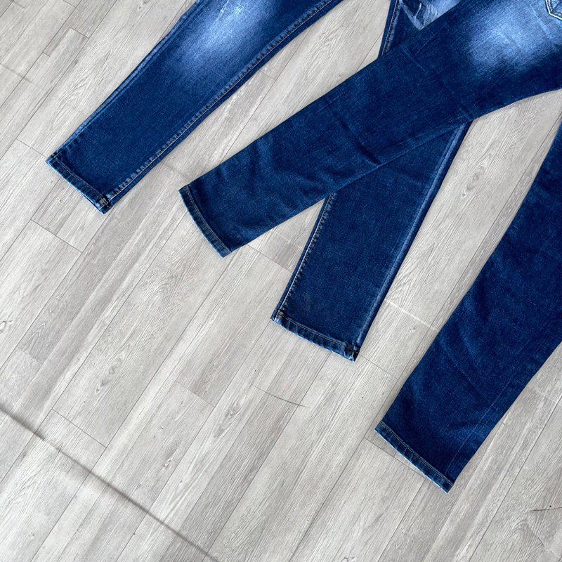 Quần Jean Nam DSQ Form Slimfit Quần Bò Nam Xanh Họa Tiết Mài Nhẹ Hai Mặt In logo Lá Phong Túi Sau 2023