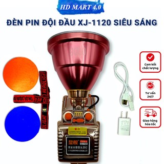 Đèn pin đội đầu XJ-1120 corisu siêu sáng chiếu xa 500m ánh sáng tỏa tích điện 10 giờ đổi 3 màu tặng kèm dây đeo đầu