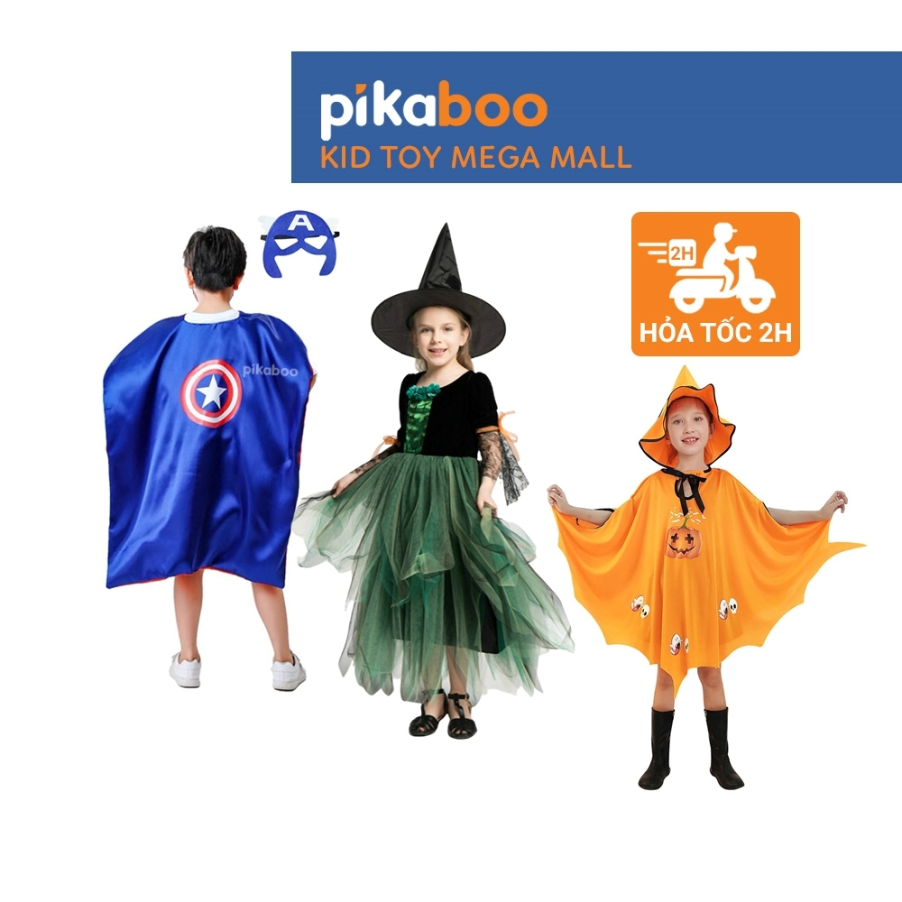 Trang phục hóa trang Halloween Pikaboo cho bé họa tiết đẹp mắt, mẫu mã đa dạng, chất liệu dày dặn an toàn cho bé