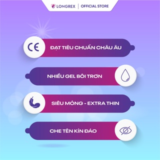 Bao cao su Longrex Extra Sensitive siêu mỏng, kéo dài thời gian quan hệ