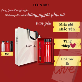 Set Quà Tặng Leon Dio Bút Ký Tên Hive Red Bình Giữ Nhiệt Chính Hãng LocknLock Grip Name Tumbler 20/10