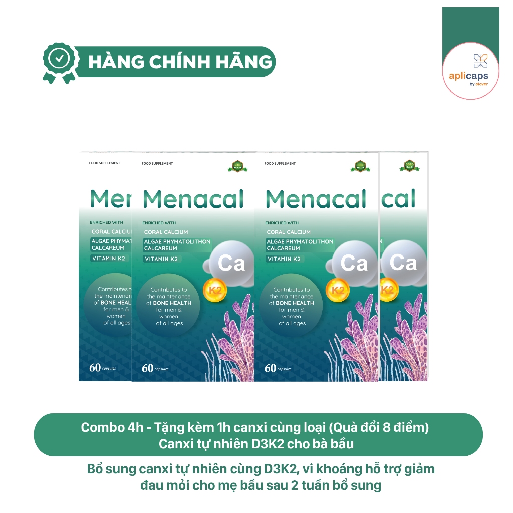 COMBO 4H CANXI TỰ NHIÊN MENACAL TẶNG 1H CÙNG LOẠI (Quà đổi từ chương trình tích điểm)