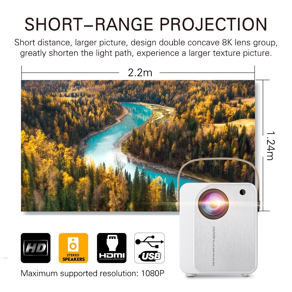 Máy chiếu có sẵn Y8 Pro Máy chiếu mini cầm tay thông minh mini 6000 Lumens 4K HD 1080P WiFi Bluetooth Máy chiếu USB USB