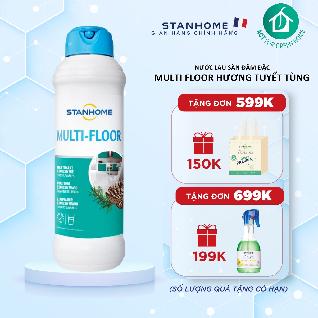 Nước lau sàn đậm đặc hương tuyết tùng Stanhome Multi-floor frosty pine 1000ml