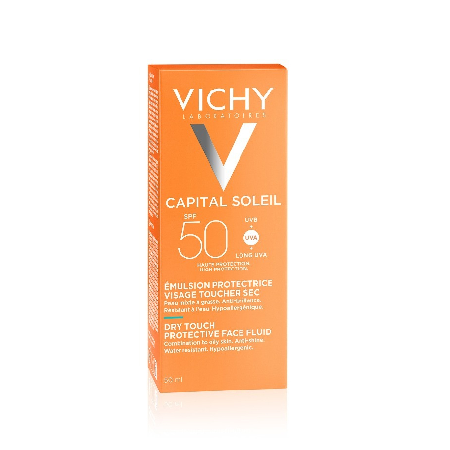 Kem Chống Nắng Không Gây Nhờn Rít Vichy Capital Soleil Mattifying Dry Touch Face Fluid SPF 50 UVA+UVB 50ml