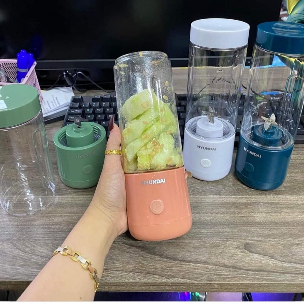 Máy Xay Sinh Tố Cầm Tay Huyndai - Máy Xay Hoa Qủa Mini Đa Năng Sạc Pin Tích Điện Chính Hãng
