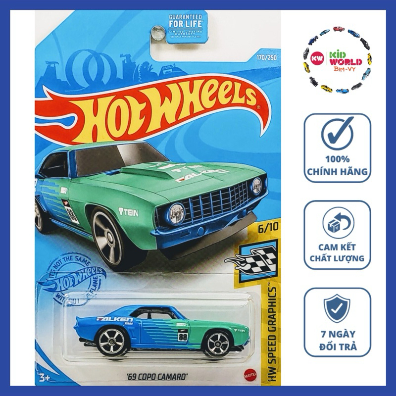 Xe mô hình Hot Wheels basic '69 Copo Camaro GRY44.