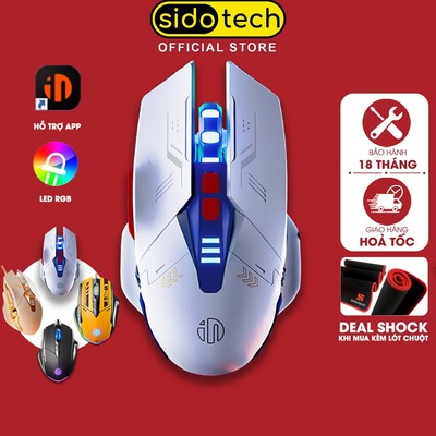 Chuột gaming có dây SIDOTECH INPHIC W9 PRO GUNDAM LED RGB DPI 128000 cho máy tính laptop game thủ