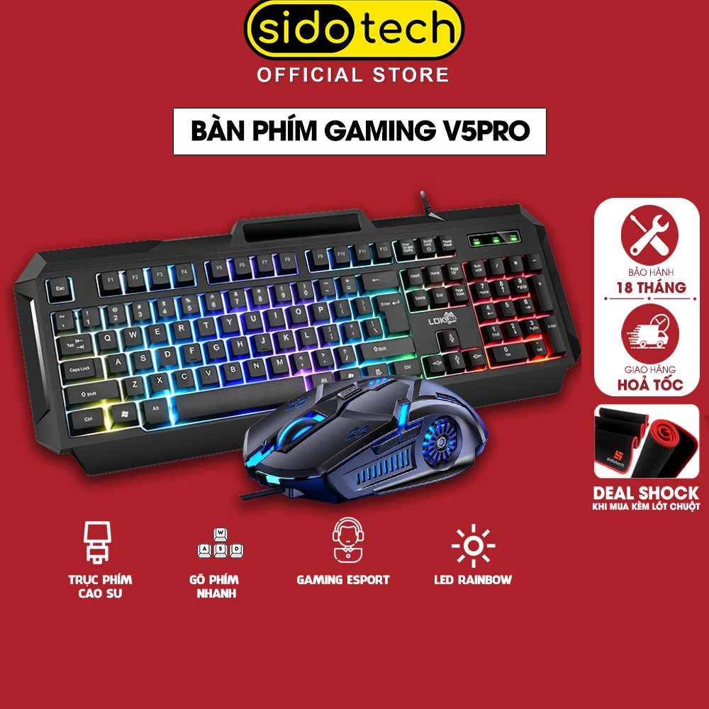 Bàn Phím Máy Tính Gaming RGB SIDOTECH LDK V4 Pro Có Dây / Đèn LED RGB Chống Nước Chơi Game Máy Tính Esport - Chính Hãng