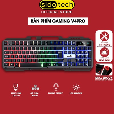 Bàn phím máy tính gaming SIDOTECH V4 Pro led RGB có dây thiết kế công thái học chơi game pc laptop esports văn phòng