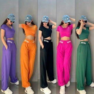 Set đồ tập thể thao gym yoga erobic - quần ống xuông phối áo rút dây