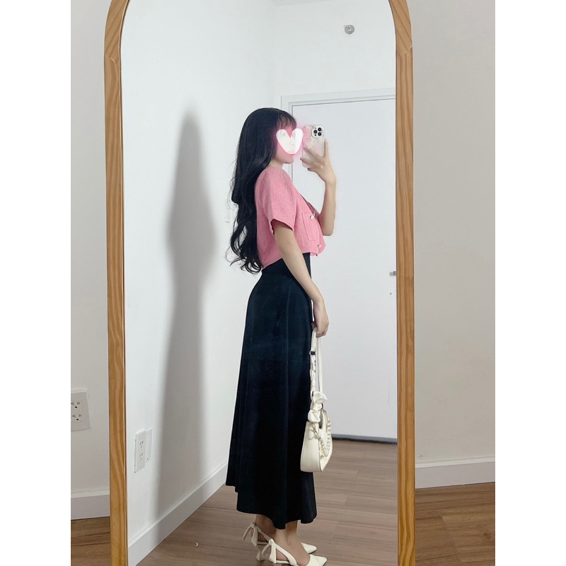 Set Áo Dạ Ngắn + Váy dây đen