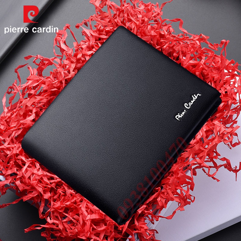 Ví da Pierre Cardin chính hãng màu đen da bò thật ví ngang PCJ2037