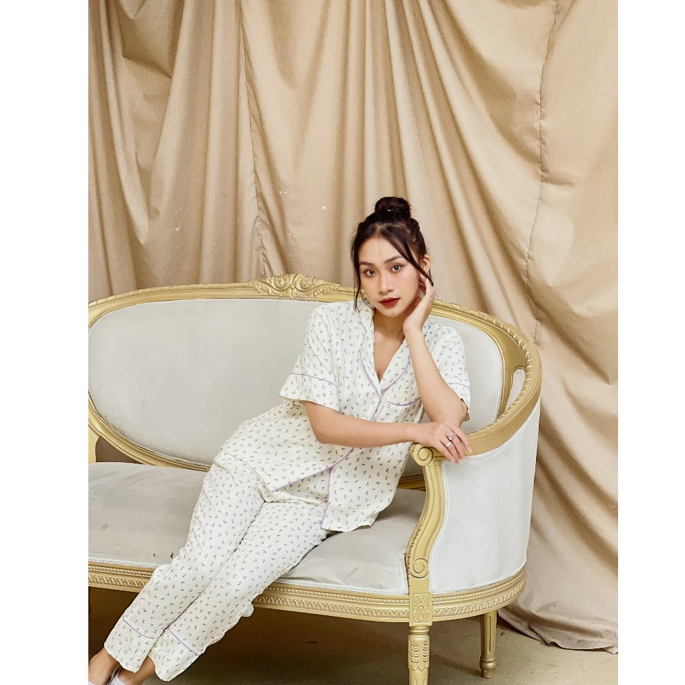 Pyjama nữ sợi tự nhiên xô Muslin 2 lớp, thoải mải, tươi tắn, xuân hạ thu đông, chất mát [TẶNG KÈM KH