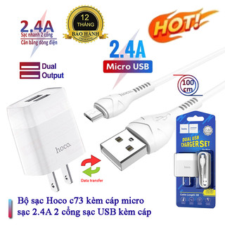 Bộ sạc hoco c73 2 cổng usb 2.4a kèm cáp micro